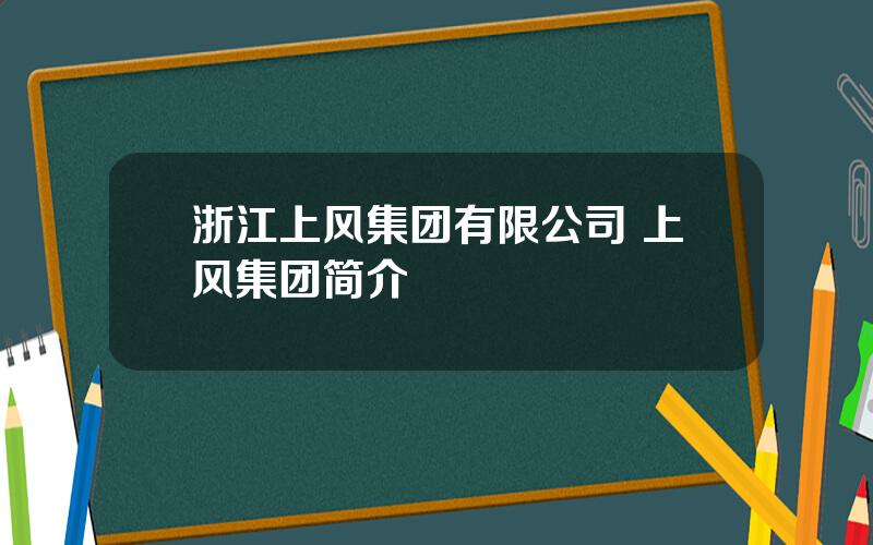 浙江上风集团有限公司 上风集团简介